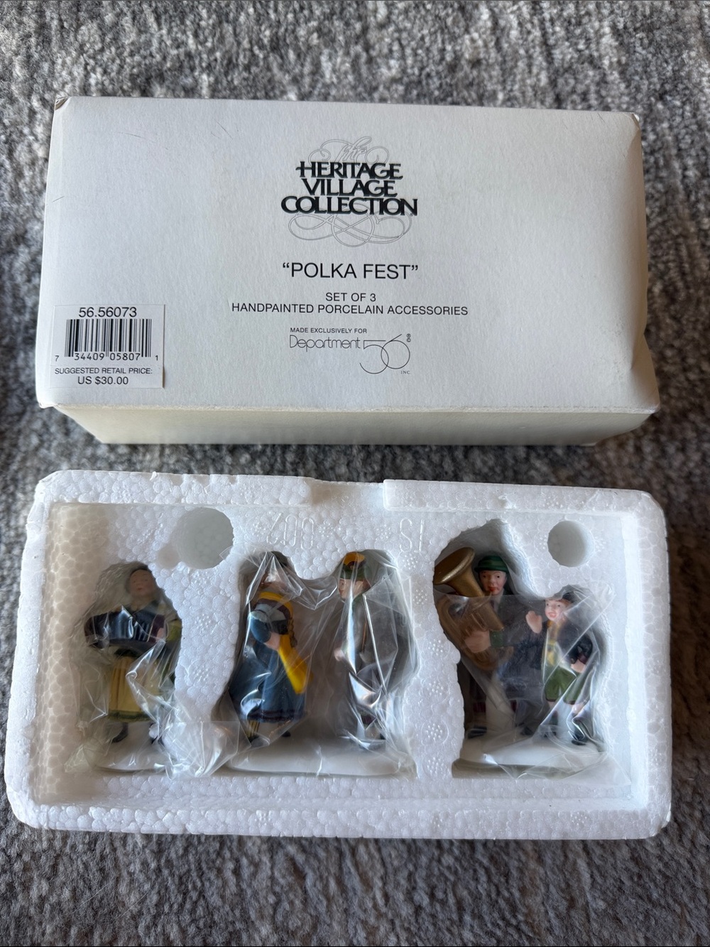 Department 56 Polka Fest Porcelain Figurine Set - White, Blue, Yellow, Green